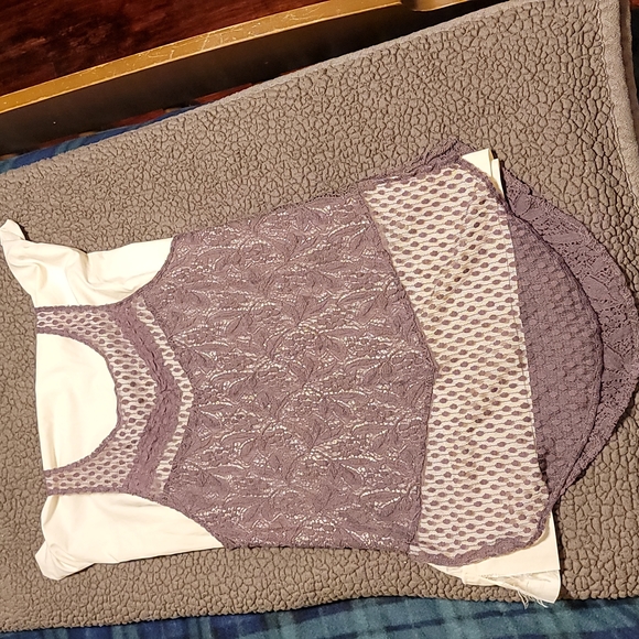 **EUC** American Eagle heathered plum lace tank top, Size small - Picture 1 of 5